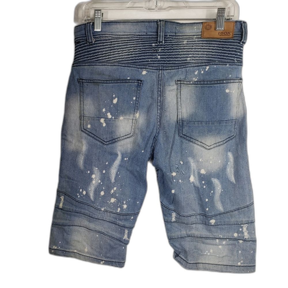 Distressed Focus Women's Denim Jean Moto Painted Shorts-32